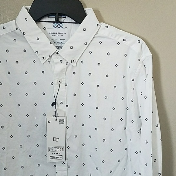 denim & flower mens shirt slim fit